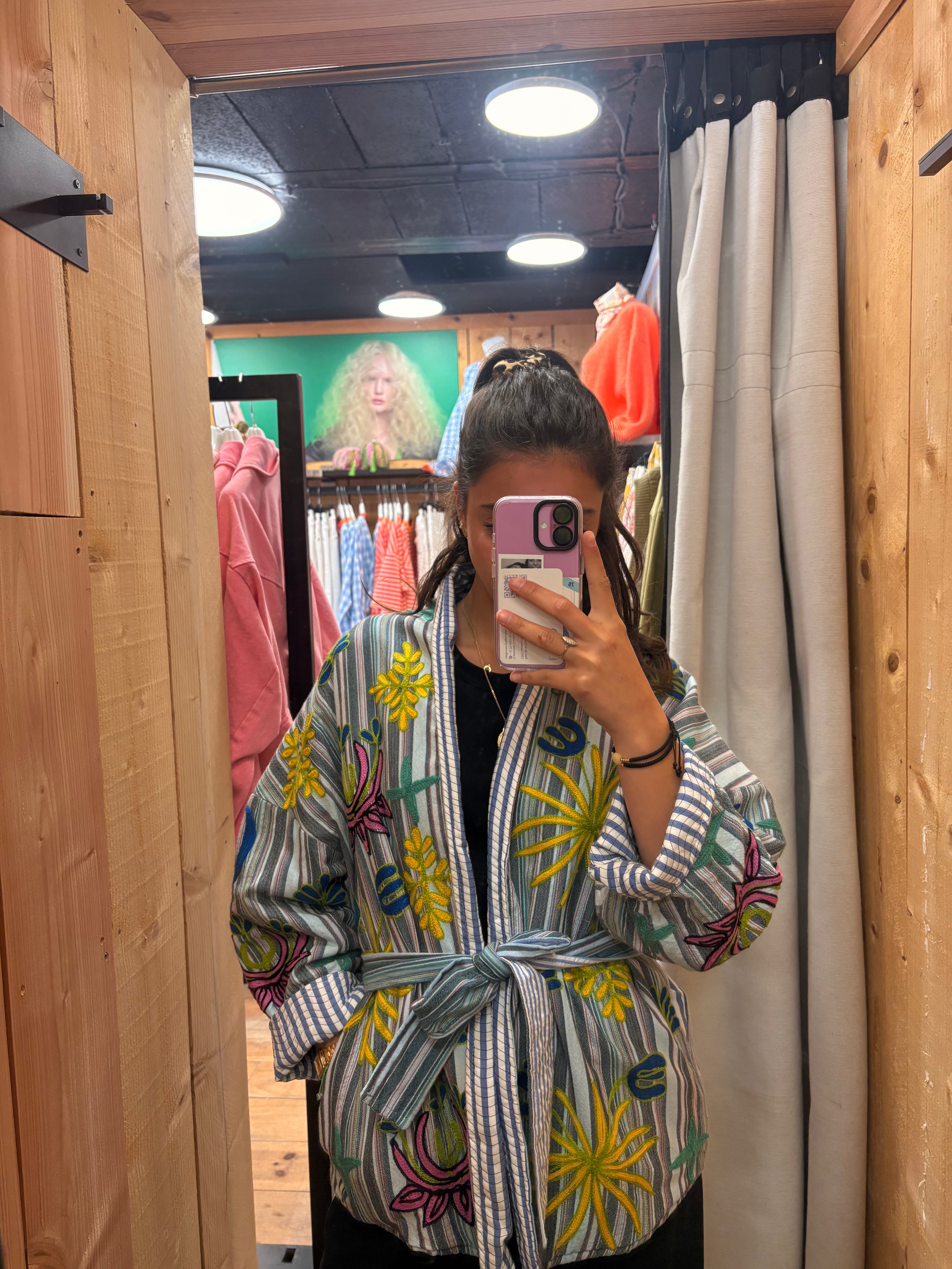 Veste matelassée brodée bohème – 100% coton