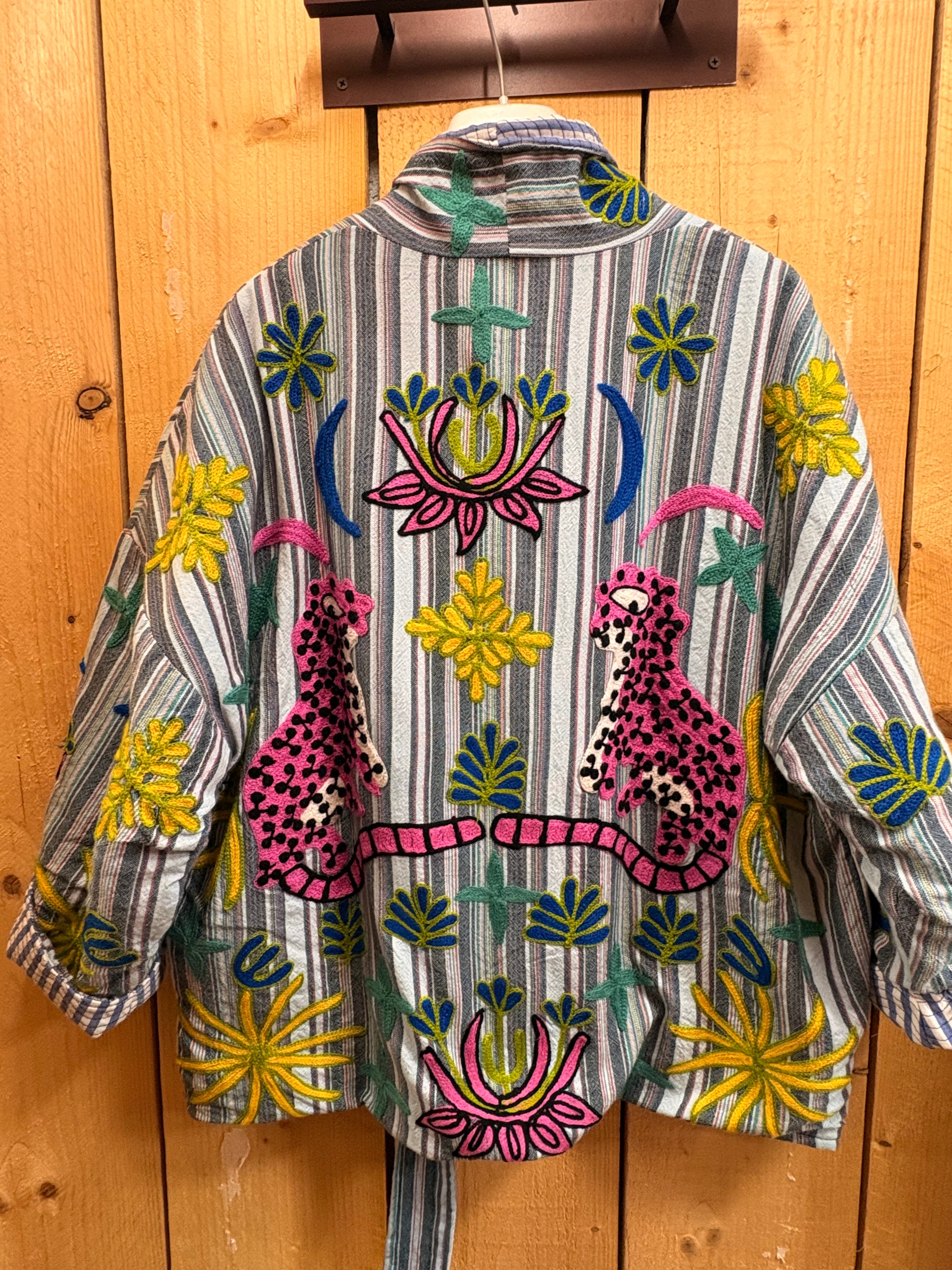Veste matelassée brodée bohème – 100% coton