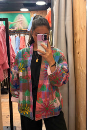 Veste matelassée brodée bohème – 100% coton