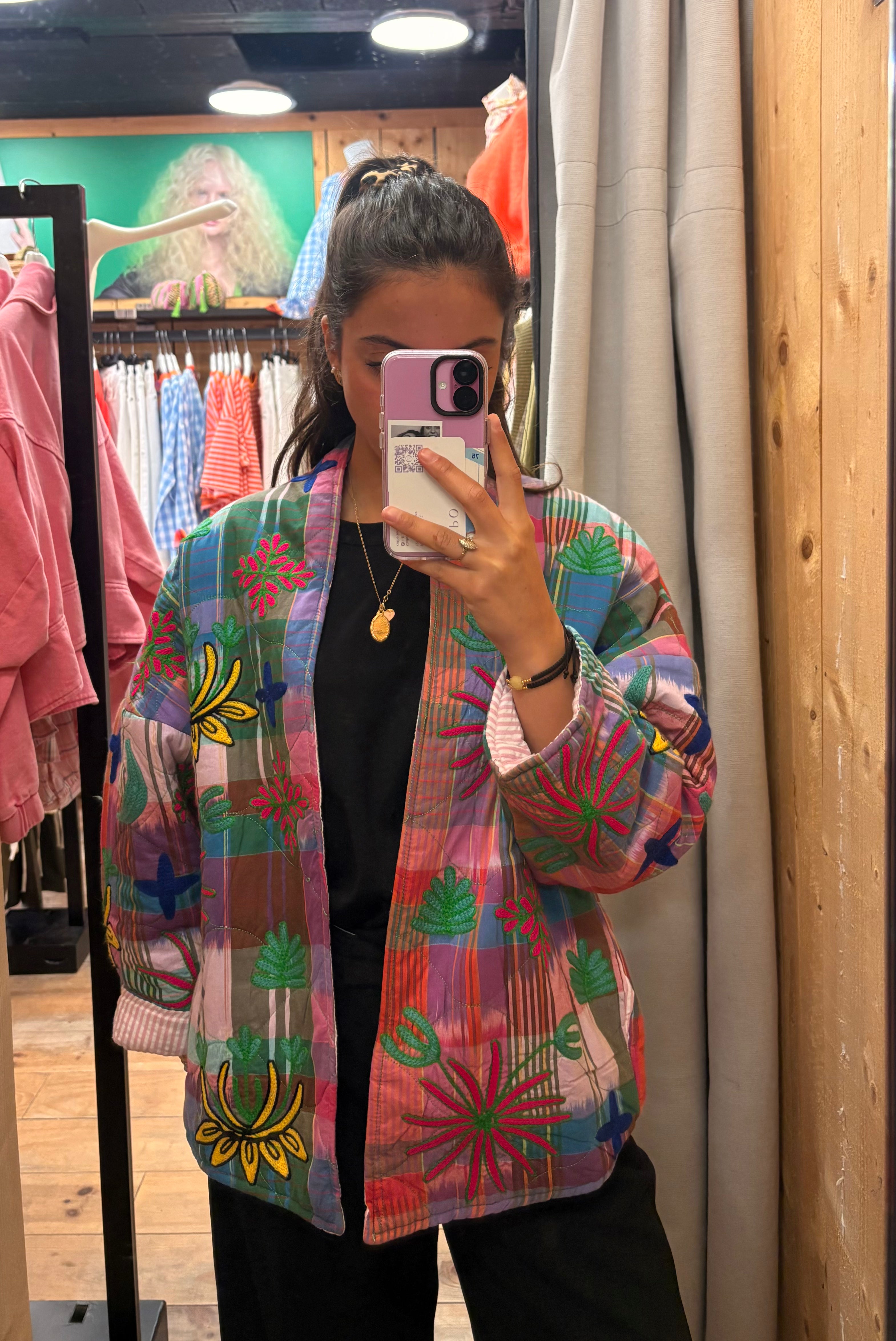 Veste matelassée brodée bohème – 100% coton