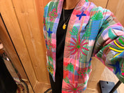 Veste matelassée brodée bohème – 100% coton