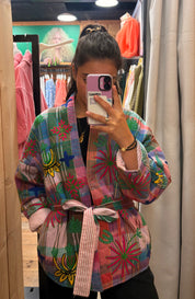 Veste matelassée brodée bohème – 100% coton