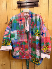 Veste matelassée brodée bohème – 100% coton