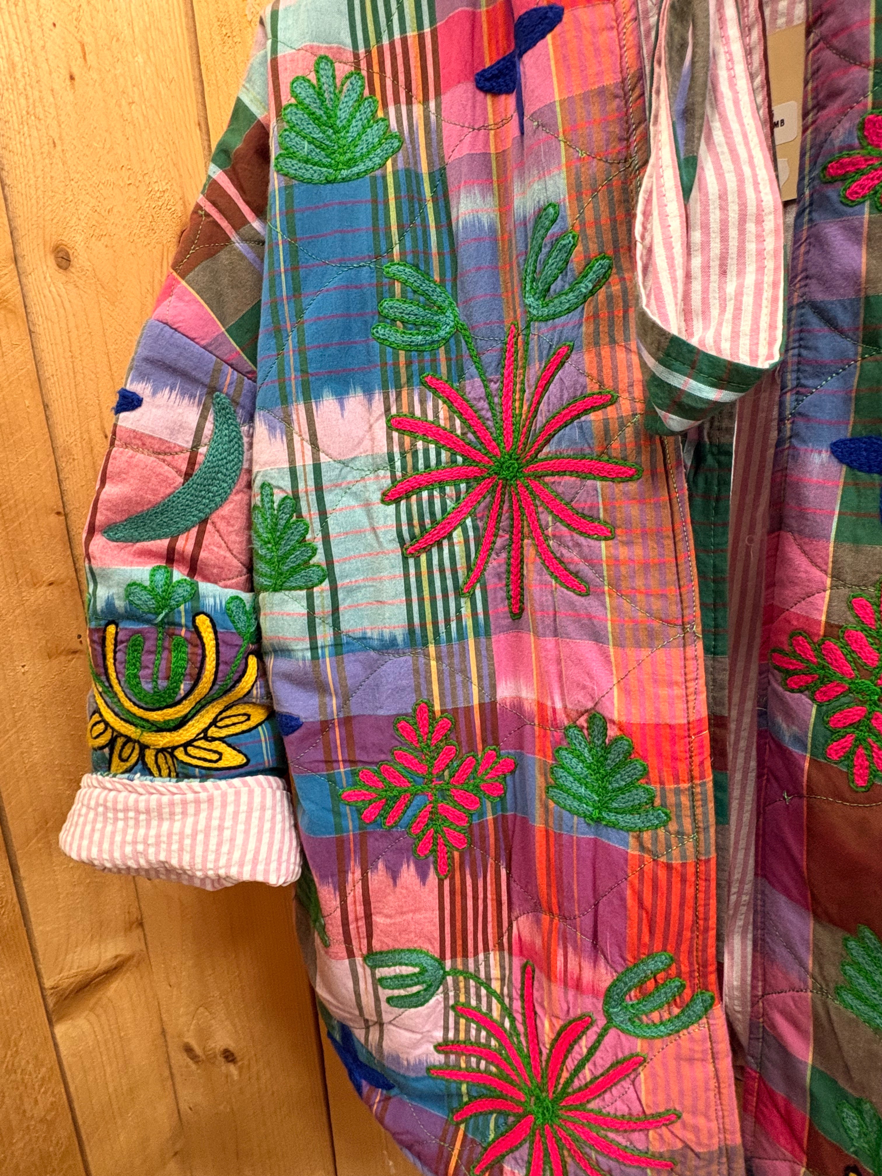 Veste matelassée brodée bohème – 100% coton