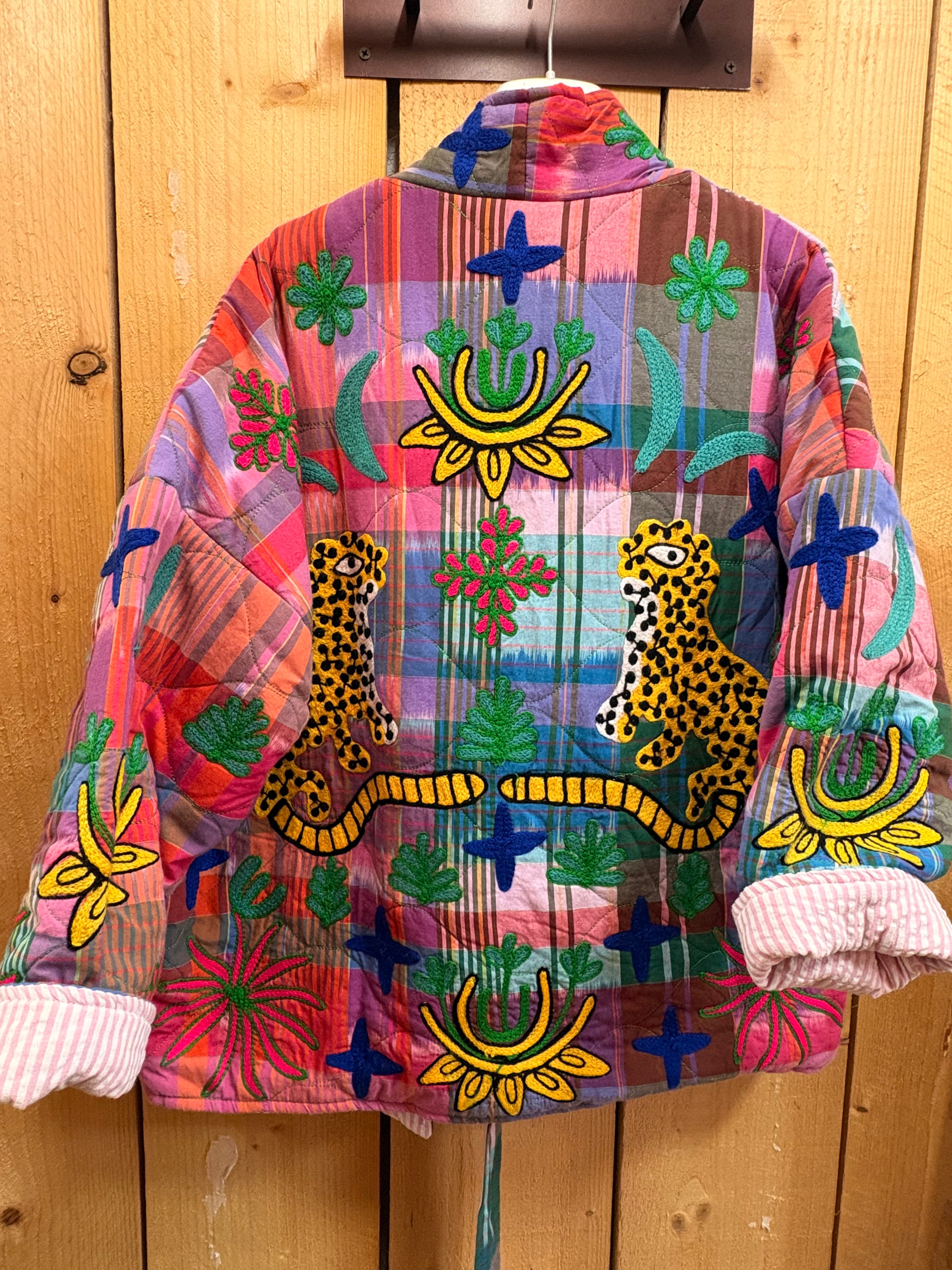 Veste matelassée brodée bohème – 100% coton