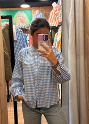 Blouse vichy col Mao