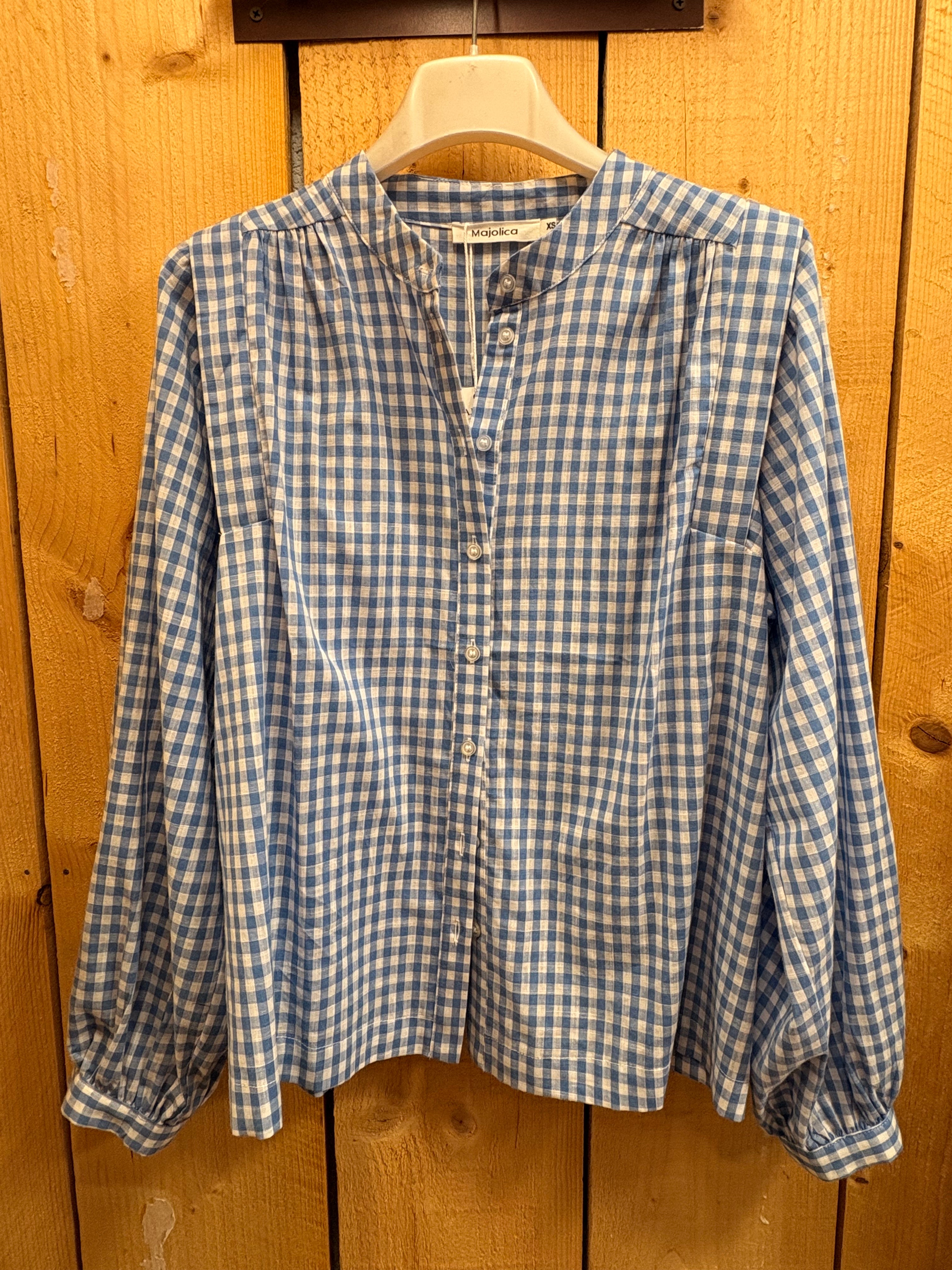Blouse vichy col Mao